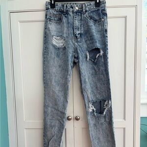 Nasty Gal Distressed High Rise Jeans
